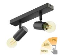Plafón vintage E27 FARE retro negro orientable 2 luces +LED lámparas