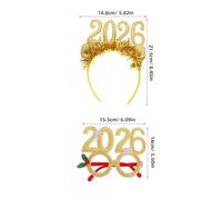 PLAFOPE 1 juego de diadema y gafas 2026: diadema con purpurina para Nochevieja, ideal para fiestas, cuenta regresiva y accesorios para fiestas navideñas.