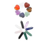 PLAFOPE 15 Cristales en Forma de Corazón y Hexagonales para Meditación y Chakras Juego de Piedras Energéticas Pequeñas y Portátiles para Sanación y Fabricación de Joyas