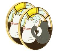 PLAFOPE 2 piezas Broche Gato Giratorio Diseño Creativo de Gato Gris y Blanco Accesorio para Bufandas Chaquetas y Solapas para Mujeres y Niñas Elegante Decoración de Ropa