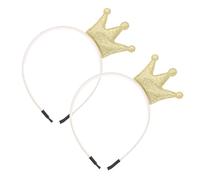 PLAFOPE 2 piezas Diademas Coronas Doradas Brillantes para Niñas con Purpurina Accesorios para Fiestas Navideñas y Cumpleaños Tocados Adorables para Pelo Rizado y Disfraces