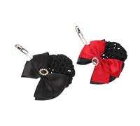 PLAFOPE 2 Piezas Satin And Mesh Bowknot Hair Snood Elastic Crochet Bun Cover With Rhinestone Clip French Style Satin Finish Hairnet For Women And Professional Styling Accessory