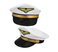 PLAFOPE 2 piezas Sombrero de Piloto Ajustable para Adultos Accesorio Cómodo para Disfraces de Aerolínea para Halloween Fiestas y Cosplay de Piloto Mujer y Hombre