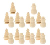 PLAFOPE 20 Piezas DIY Adornos de Madera Natural de Unidades con Árboles y Muñecos para Pintar y Personalizar Decoración Navideña Madera Natural para Manualidades y Dibujos Creativos