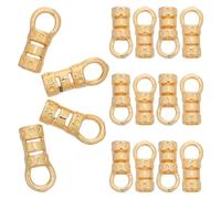 PLAFOPE 20 Piezas Tapones Metálicos para Cordones de Cuero 20 Pcs, Cierre de Pulsera Redondo Dorado 18K, Interior 2 MM, Estilo Vintage con Textura de Estrellas, para Fabricación de Joyas y