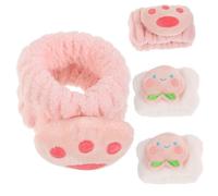 PLAFOPE 2pares Wristbands Absorbent for Face Washing and Sports Soft Towel Wristbands with Cat Paw and Design