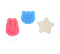 PLAFOPE 3 Piezas Bath Sponge Cushion Adorable Bear Bunny Star Shapes Easy Grip Newborn Bathing Tool Quick-dry Scrub Sponges