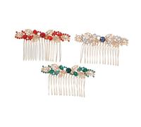 PLAFOPE 3 Piezas Mini Peines para Cabello con Incrustaciones de Piedras de Colores Peines Laterales Vintage de Metal para Boda y Accesorios Nupciales para Damas de Honor