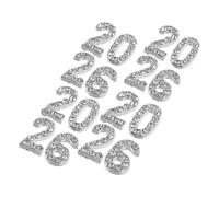 PLAFOPE 32 Piezas Dijes de Números para Uñas Aleación Sólida con Incrustaciones de Plateado Decoraciones Brillantes y Planas para Arte de Uñas para Fiestas Actuaciones y Eventos Especiales