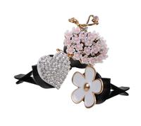PLAFOPE 3piezas Clip De Ventilación Para Aire Acondicionado De Coche Decoración Interior Elegante De Diseño Floral Cristales Accesorio Práctico y Duradero Compatible Válvulas De Aire