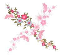 PLAFOPE 4 Parches Bordados de Flores para Planchar, Apliques de Tela Termoadhesivos en Colores Azul Lago y Rosa, Pequeños Parches Decorativos para Ropa, Reparación de Jeans y Manualidades