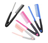 PLAFOPE 4 Peines De Hierro Para Alisar El Cabello Herramienta De Peinado Para Peluquería Cepillo En Forma De V Peine Para Alisar El Cabello De Dientes Finos