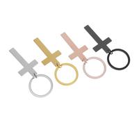 PLAFOPE 4 Piezas Llavero Cruz Grabable Acero Inoxidable Colores Surtidos para Regalo Religioso Bautizo Confirmación y Joyería Cristiana Personalizada
