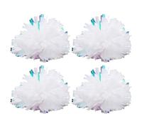 PLAFOPE 4 Piezas Pompones de Animadora Blancos de PE con Brillo Llamativo y Anillo para Dedos, Portátiles y Ligeros para Animar Equipos en Competencias y Baloncesto