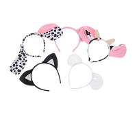 PLAFOPE 5 piezas Diademas Animales Peluche Corto para Adornos de Pelo y Cómodo Accesorios de Disfraz con Orejas Vaca Conejo y Cerdo Decoración para Fiestas Roles