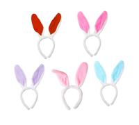 PLAFOPE 5 piezas Diademas de Orejas de Conejo de Peluche para Adultos Accesorios Ligeros y Cómodos para Fiesta Cosplay y Fotografía Colores Aleatorios Color Color Aleatorio