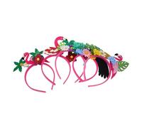 PLAFOPE 5 Piezas Diademas Hawaianas con Flores Flamingo para Fiesta Luau Playa Verano Accesorios de Cabello Tropical para Adultos y Adolescentes