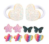 PLAFOPE 5pares Rainbow Glitter Hair Ties for Girls Elastic Ponytail Holders with Sparkle Sequins Hair Accessories for Kids