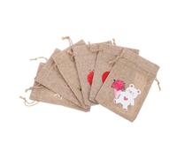 PLAFOPE 6 Bolsas De Arpillera Con Cordón Para Del Día De San Valentín, Bolsas De Lino Con Estampado De Corazones, Sacos Para Bodas, Despedidas De Soltera, Suministros Para