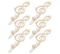 PLAFOPE 6 Pinzas Pelo Notas Musicales, Horquillas Decorativas Perlas Sintéticas white, Tamaño Pequeño, Accesorio para Flequillo y Peinados Diarios, Ideales para Conciertos y