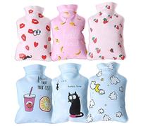 PLAFOPE 6piezas Bolsas Calentadoras De Agua Mini Botellas De Agua Caliente Portátiles Con Diseños Divertidos Para Hogar y Oficina Bolsa Térmica Para Alivio Muscular y Cuidado Personal