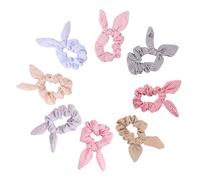 PLAFOPE 8 piezas Gomas Pelo Elásticas con Lazo y Orejas de Conejo para Niñas y Mujeres Cintas Pelo Suaves y Estirables Accesorios para Coleta y Pulsera Colores Surtidos Color Aleatorio