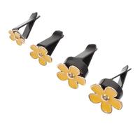PLAFOPE Ambientador de Coche Bonito en Clip Metálico Amarillo Diseño de Flor para Ventilación, Uso Duradero y Fácil de Colocar, Adecuado para Decoración Interior de Automóvil, Pack de 4