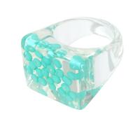 PLAFOPE Anillo de Resina para Mujer Diseño Ancho y Cuentas Incrustadas, Joyería Creativa de Plástico y Resina Adecuado para Decoración y Fotos