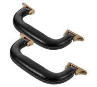 PLAFOPE Asas de Cuero Sintético Negras 2 Unidades para Maletas, Accesorios Resistentes para Fabricación de Bolsos y Manualidades