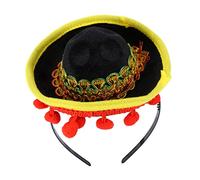 PLAFOPE banda de pelo de méxico sombrero diadema sombrero diadema de mexicano cabezal s niño tocado de carnaval para el pelo de méxico Black