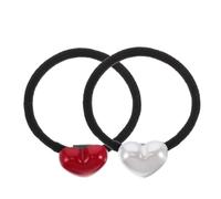 PLAFOPE Bandas Elásticas Cabello Forma de Corazón, 2 Piezas, Suaves y Resistentes, para Niñas en Deportes y Ocasiones Obsequios, Sujetan Fuerte el Cabello