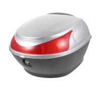 PLAFOPE Baúl Trasero para Motocicleta Cerradura, Caja de Almacenamiento Plateada, Gran Capacidad, Resistente, para Motoristas, Uso Urbano y Viajes, Compatible Scooters y Motos Eléctricas