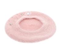 PLAFOPE Boina Rosa para Mujer y Niña Lazo, de Imitación de Lana, Cálida y Protectora Frío, Estilo Boina Artística Adecuado para Otoño E Invierno
