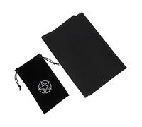 PLAFOPE Bolsa y Mantel para Cartas del Tarot Juego 2 Piezas Bolsa de Tela Negra 100x180 Cm Mantel Pentáculo 500x500 Mm Resistente Portátil para Adivinación y Lectura de Tarot