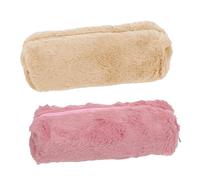 PLAFOPE Bolsas para Lápices De Felpa 2 Piezas Tamaño Octogonal Cremallera Reforzada, Organizador De Bolígrafos y Estuche para Papelería Escolar Beige y Rosa Oscuro para Estudiantes