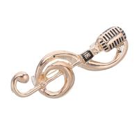 PLAFOPE Broche Accesorio Elegante y Nota Musical para Mujer de Micrófono Dorado Aleación Cómoda y Ajustable para Concierto o Fiesta