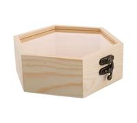 PLAFOPE Caja de Madera Hexagonal de Pino con Tapa de Vidrio Organizador Rústico para Joyas y Recuerdos Diseño Decorativo para Almacenamiento el Hogar Regalo Único y Duradero