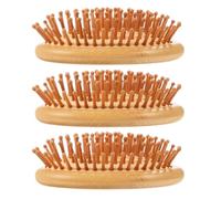 PLAFOPE Cepillo de pelo redondo portátil de bambú antiestático con cojín de aire, 3 unidades, para el crecimiento del cabello, mini cepillo masajeador para el cuero cabelludo, para hombres y