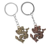 PLAFOPE Colgantes para Llavero Dragón Metálico 2 Piezas en Rojo y Verde Cobre Antiguo Decoración Vintage para Bolsos y Mochilas Accesorios Colgantes Temáticos Chinos para Fiestas y