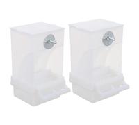 PLAFOPE Comedero Automático para Pájaros Diseño Anticorrosión de Acrílico Blanco, Contenedor de Alimento para Periquitos y Canarios, Adecuado para Jaulas y Terrazas, 2 Piezas