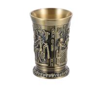 PLAFOPE Copa de Vino Retro de Aleación Diseño Egipcio Vintage, Vaso Pequeño Decorativo de Bronce Azul, Soporte para Licores y Decoración Vintage para Hogar y Fiestas