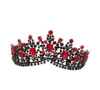 PLAFOPE de Novia Vintage con Cristales de Imitación Diadema Princesa Ligera y Resistente para Bodas Banquetes y Fiestas Accesorio de Moda para Mujer Diseño Único Negro y Rojo
