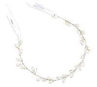 PLAFOPE Diadema de Boda Artesanal con Alambre de Cobre Perlas y Cristales Tocado Nupcial Ligero para Mujer para Fiestas y Enlaces Color Dorado