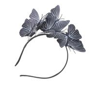 PLAFOPE Diadema Negra para Mujer Diseño de Flor y Ala, Accesorio Ligero y Cómodo para Novia y Fiestas, Venda Elegante para Tocado de Cabello en Bodas y Celebraciones