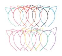 PLAFOPE Diadema Orejas de Gato 12 Piezas Colores Variados Plástico Ligero Niña Fiesta Cumpleaños Accesorios para Pelo