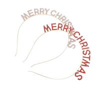 PLAFOPE Diademas Decorativas Letras y Gemas de Imitación, 2 Piezas (rojo y Rosa Dorado), Accesorios Cabello Navideños, Ligeras y Cómodas para Fiestas y Celebraciones de Año