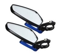 PLAFOPE Espejos Retrovisores Moto de Aleación de Aluminio de Espejos Laterales Reversibles para Manillar Resistente Intemperie Compatible con Motocicletas y Scooters Diseño Retro Azul