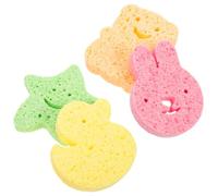 PLAFOPE Esponjas De Baño Para Ñiño 4 Unidades Tamaño Pequeño De Pulpa De Madera Dibujos Animados Multicolor Para Niños Uso Diario Cuidado Delicado Baño Infantil