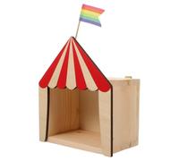 PLAFOPE Estante de Almacenamiento Pequeño en Forma de Cabaña Roja, Adorno Decorativo Infantil de Madera para Escritorio, Caja Organizadora Temática de Circo para Habitación