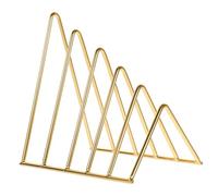 PLAFOPE Estantería Triangular de Escritorio Multifuncional para Archivos y Revistas Sujeta Libros Independiente de Hierro en Color Dorado Organizador de Oficina Compacto para